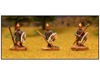 Phoenician Spearmen 1. Advancing, Tunic, Conic Helmet (Asirian), Oval Shield